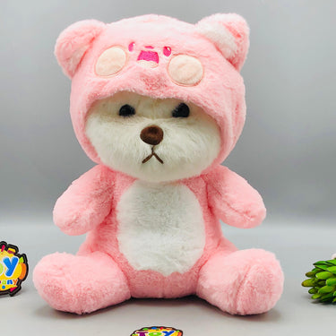12* Inches Premium 2in1 Hoodie Bear Stuff Toy - Pink